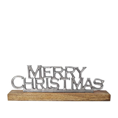 J.Elliot Home Merry Christmas Greetings Decoration Silver & Natural