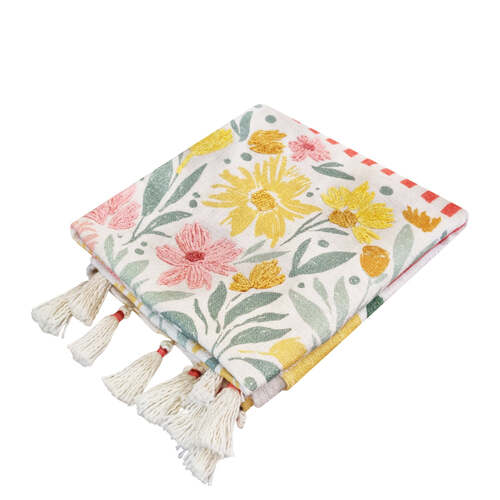 J.Elliot Home Millie Throw 130x160cm Bubblegum & White Multicolour