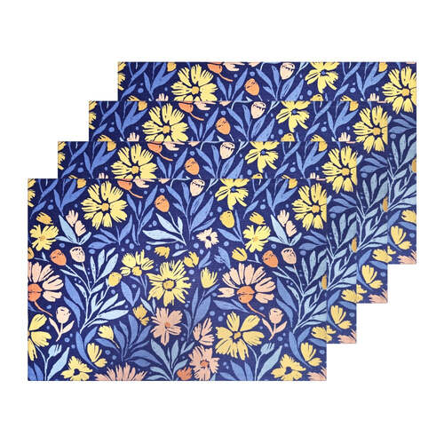 4pc J.Elliot Home Millie Placemat 33x48cm Dusty Blue Multicolour