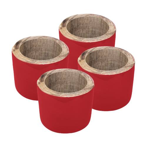 4pc J.Elliot Home Kevin Napkin Rings Accessory Tableware 3.8x5x5cm Red