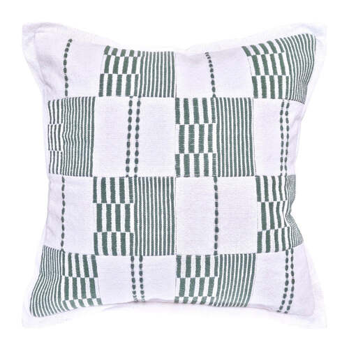 J.Elliot Home Lewis Cushion 50x50cm Forest & White