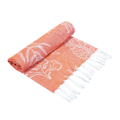J.Elliot Home Coral Turkish Towel 90x180cm Tangerine & White