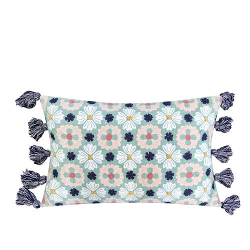 J.Elliot Home Zoe Cushion 35x55cm Peppermint & White Multicolour