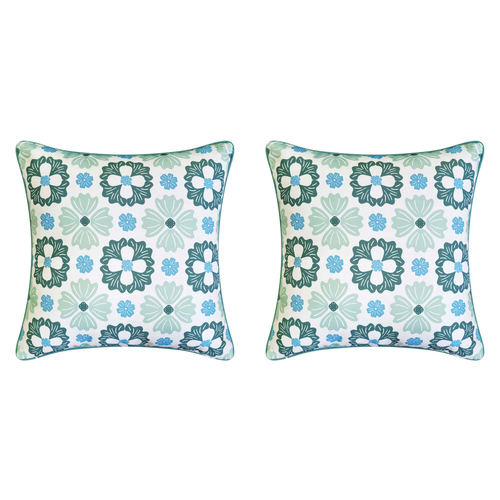 2PK J.Elliot Home Zoe Outdoor Cushion 50x50cm Pine Green Multicolour