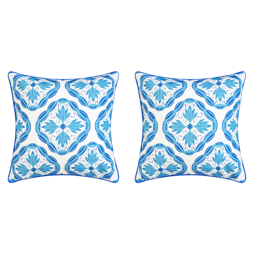 2PK J.Elliot Home Leah Outdoor Cushion 50x50cm Royal Blue Multicolour