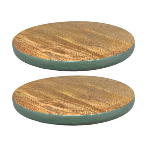 2PK J.Elliot Home Corinne Wooden Trivet 20x20x1.5cm Green & Natural