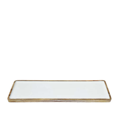 J.Elliot Home Corinne Rectangle Tray Large 60x18x1cm White & Natural