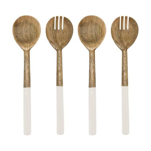 2x 2pc J.Elliot Home Corinne Salad Servers Pair Set 30x7x3cm White & Natural