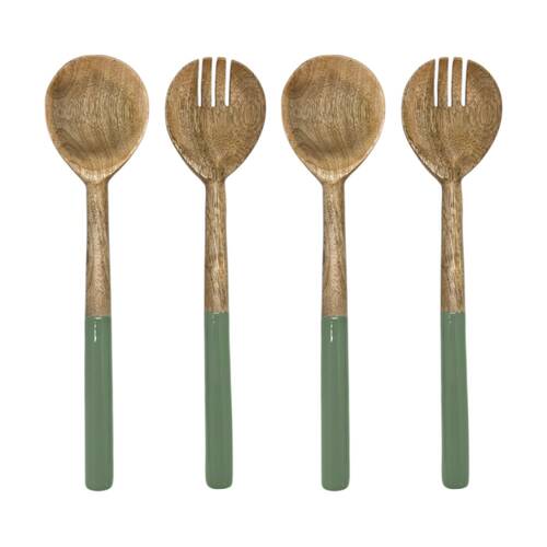 2x 2pc J.Elliot Home Corinne Salad Servers Pair Set 30x7x3cm Green & Natural