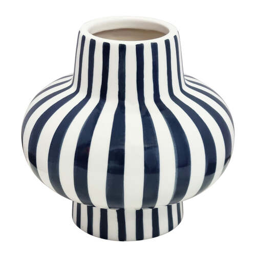 J.Elliot Home Jaimie Stripe Vase 16.5x16.5x16cm Navy