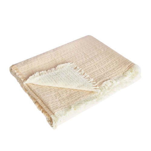 J.Elliot Home Hayley 130x160cm Cotton Throw Blanket - Warm Taupe & Cream