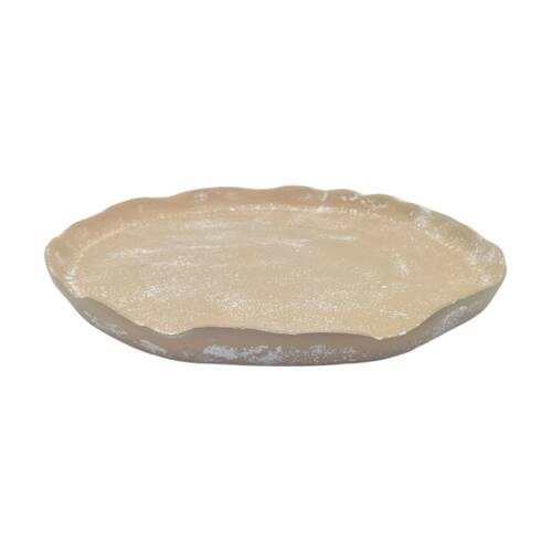 J.Elliot Home Mara Round Medium Aluminium Plate 31x30x2.5cm Whitewash
