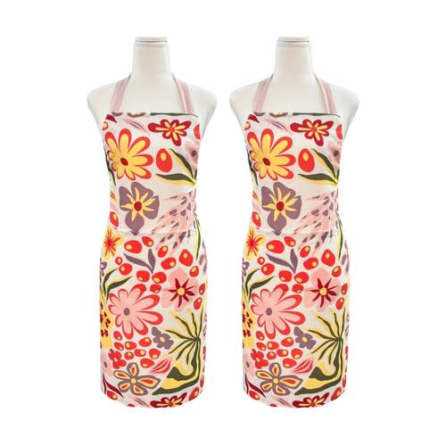 2PK J.Elliot Home Charmie Floral Kitchen Apron 83x68x0.2cm Pink Multi