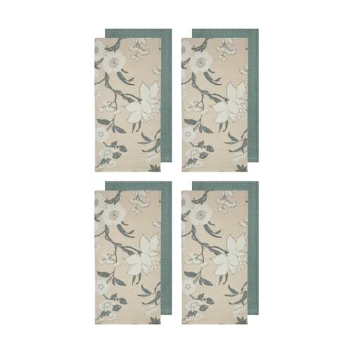 4x 2pc J.Elliot Home Nordhem Tea Towels 50x70x0.2cm Warm Beige Floral Multi