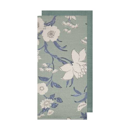 2pc J.Elliot Home Nordhem Tea Towels 50x70x0.2cm Blue Grey Floral Multi