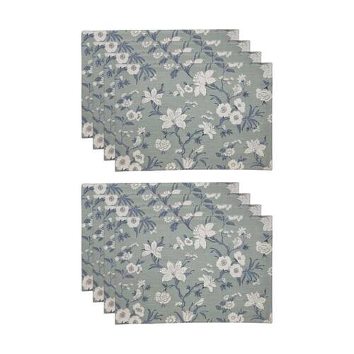 2x 4pc J.Elliot Home Nordhem Table Placemats Set 33x48x0.2cm Blue/Grey Floral