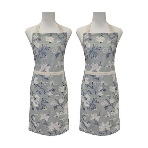 2PK J.Elliot Home Nordhem Floral Kitchen Apron 83x68x0.2cm Blue Grey