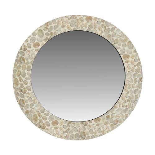 J.Elliot Home Elodie Pearl Round Indoor Mirror Decoration 75x75x1.5cm Natural
