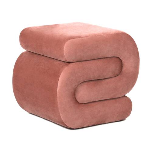 J.Elliot Home Serpentine Velvet Ottoman Furniture 51x47x45.5cm Rose Gold
