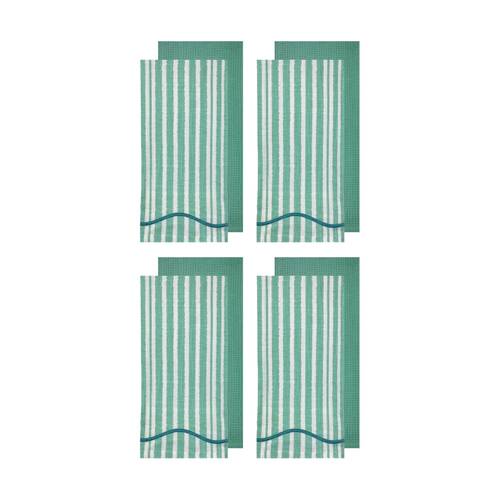 4x 2pc J.Elliot Home Radiant Weave Kitchen Tea Towels 50x70x2cm Aqua