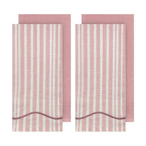 2x 2pc J.Elliot Home Radiant Weave Kitchen Tea Towels 50x70x2cm Pink