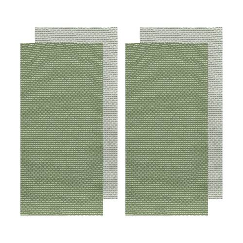 2x 2pc J.Elliot Home Field & Thread Woven Kitchen Tea Towels 50x70x2cm Olive