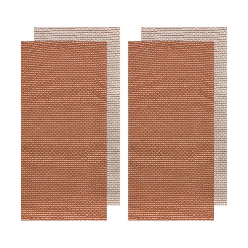 2x 2pc J.Elliot Home Field & Thread Woven Kitchen Tea Towels 50x70x2cm Terracotta