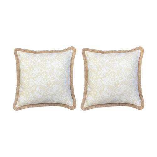 2PK J.Elliot Home Grace Outdoor Cushion Pillow Decor 50x50x12cm Taupe & Olive