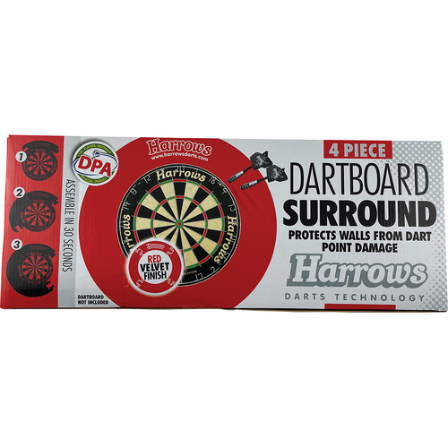 4pc Harrows Dartboard Surround Wall Protector/Cover - Red