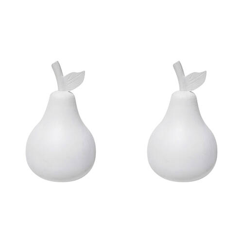 2PK LVD Wood Drift Pear Fruit Figurine Decor 11x20cm - White