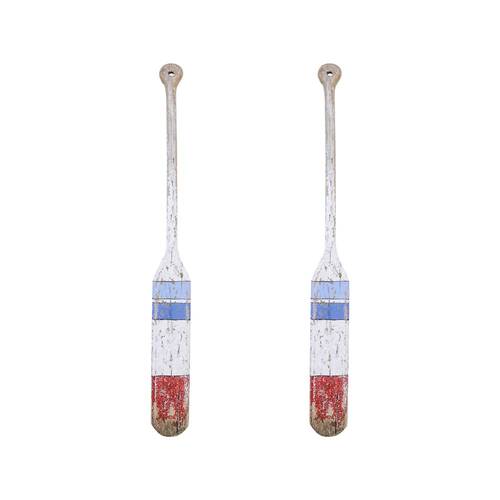 2PK Lavida Oar Rustic Small Home/Office Decor 70x7cm - White/Red