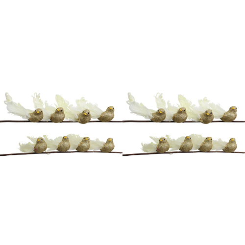 2PK 8pc LVD 14cm Clip Birds Home/Living Room Decor - Gold