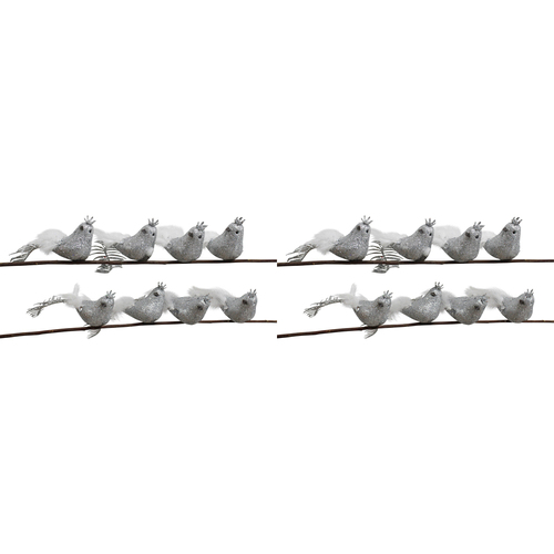 2PK 8pc LVD 16cm Clip Birds Leaf Home/Living Room Decor - Silver
