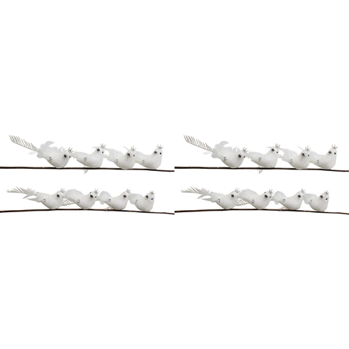 2PK 8pc LVD 16cm Clip Birds Leaf Home/Living Room Decor - White