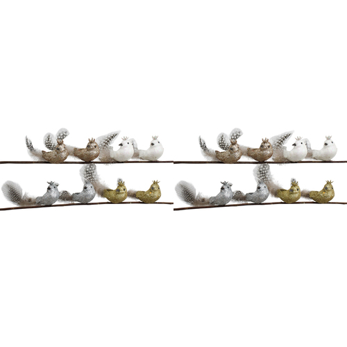 2PK 8pc LVD 14cm Clip Birds Paperbark Home/Living Room Decor