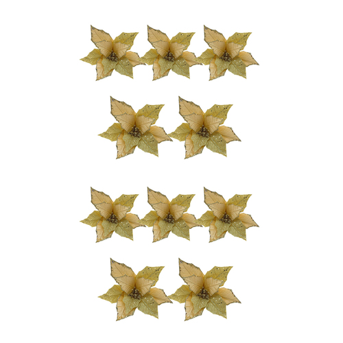 10PK LVD 28cm Plastic Velvet Flower Home Decor - Gold