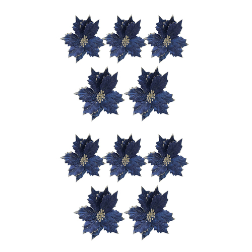 10PK LVD 24cm Plastic Velvet Flower Home Decor - Indigo
