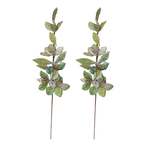2PK LVD Stemmed 75cm Velvet Leaf Artificial/Fake Plant - Sage