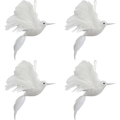 4PK LVD Wall Hanging Bird Ornament Home Decor 18x23cm - White