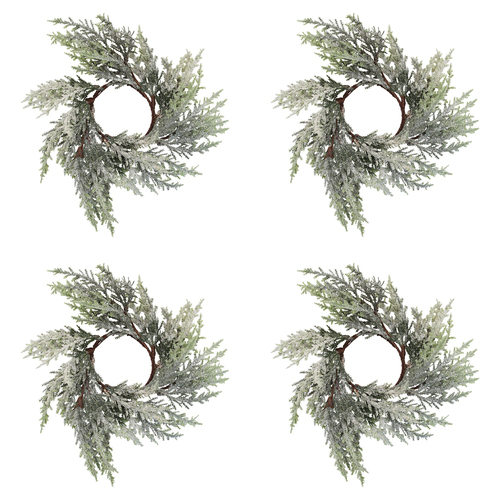 4PK LVD Candle Wreath 30cm Plastic French Fern Home Decor Display - Green