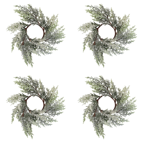 4PK LVD Candle Wreath 30cm Plastic French Fern Home Decor Display - Green