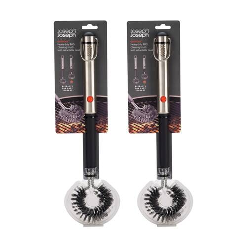 2PK Joseph Joseph GrillOut BBQ Cleaning Brush W/ Retractable Head Steel