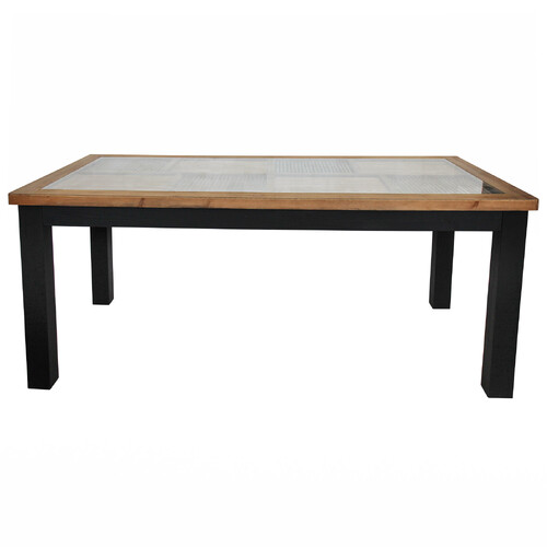 LVD Boston Timber Glass 179.5cm Dining Table Rect Furniture - Natural/Black