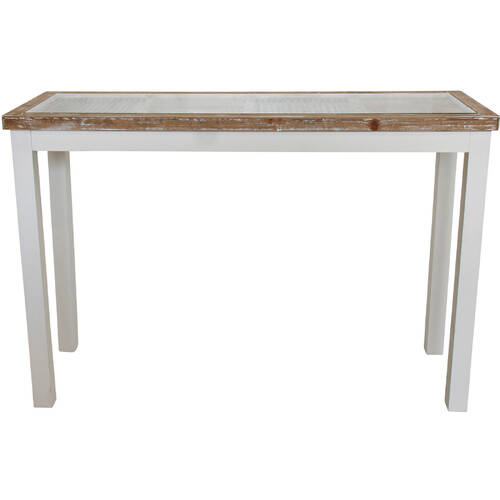 LVD Boston Timber Glass 120x80cm Console Table Rectangle - Whitewash