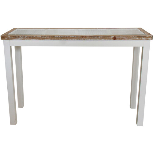 LVD Boston Timber Glass 120x80cm Console Table Rectangle - Whitewash
