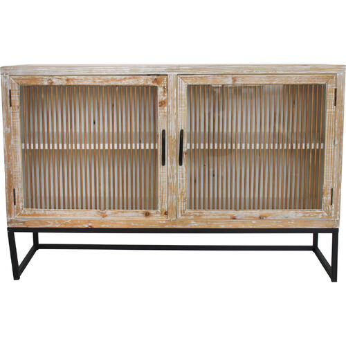 LVD Timber/Tempered Glass 78x120cm Cabinet Bateau Furniture Rectangle - Natural