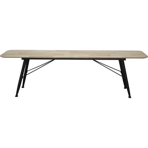 LVD Manhattan Iron Rubber Wood 160x45cm Bench Rectangle - Natural/Black