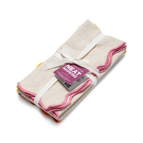 4pc Jamie Oliver Big Love Neat Napkin Set Cotton-Linen Multicoloured 