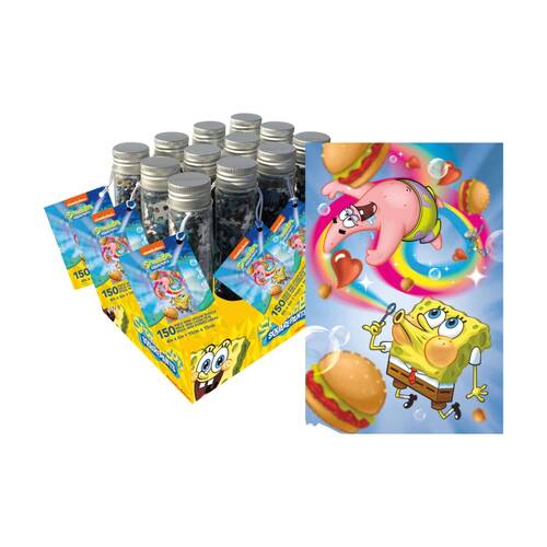 12pc Aquarius Spongebob Squarepants Tube Puzzle Counter Display Game