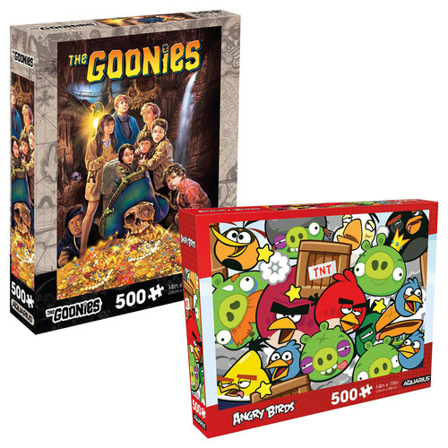 500pc Aquarius Angry Birds & The Goonies Jigsaw Puzzle Kids Game Set 35x48cm